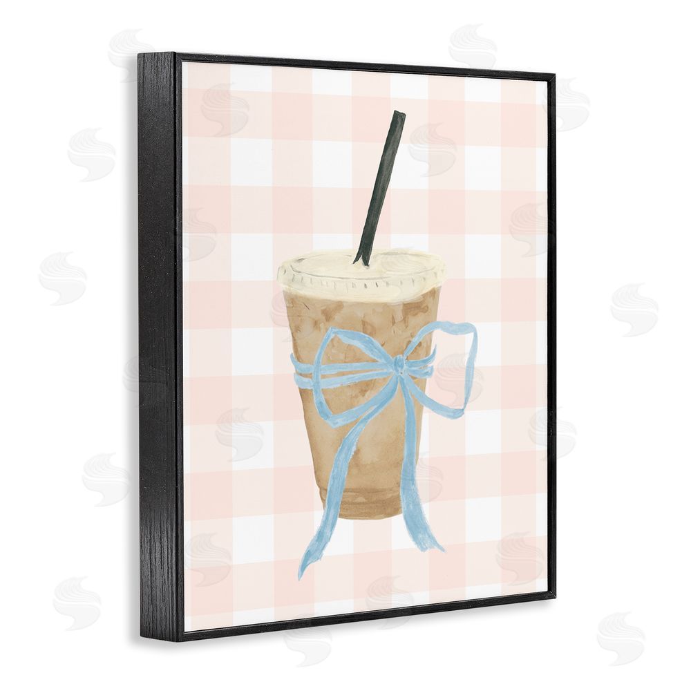 Sundance Graphics Iced Coffee on Gingham Black Framed Giclee Wall Art Print