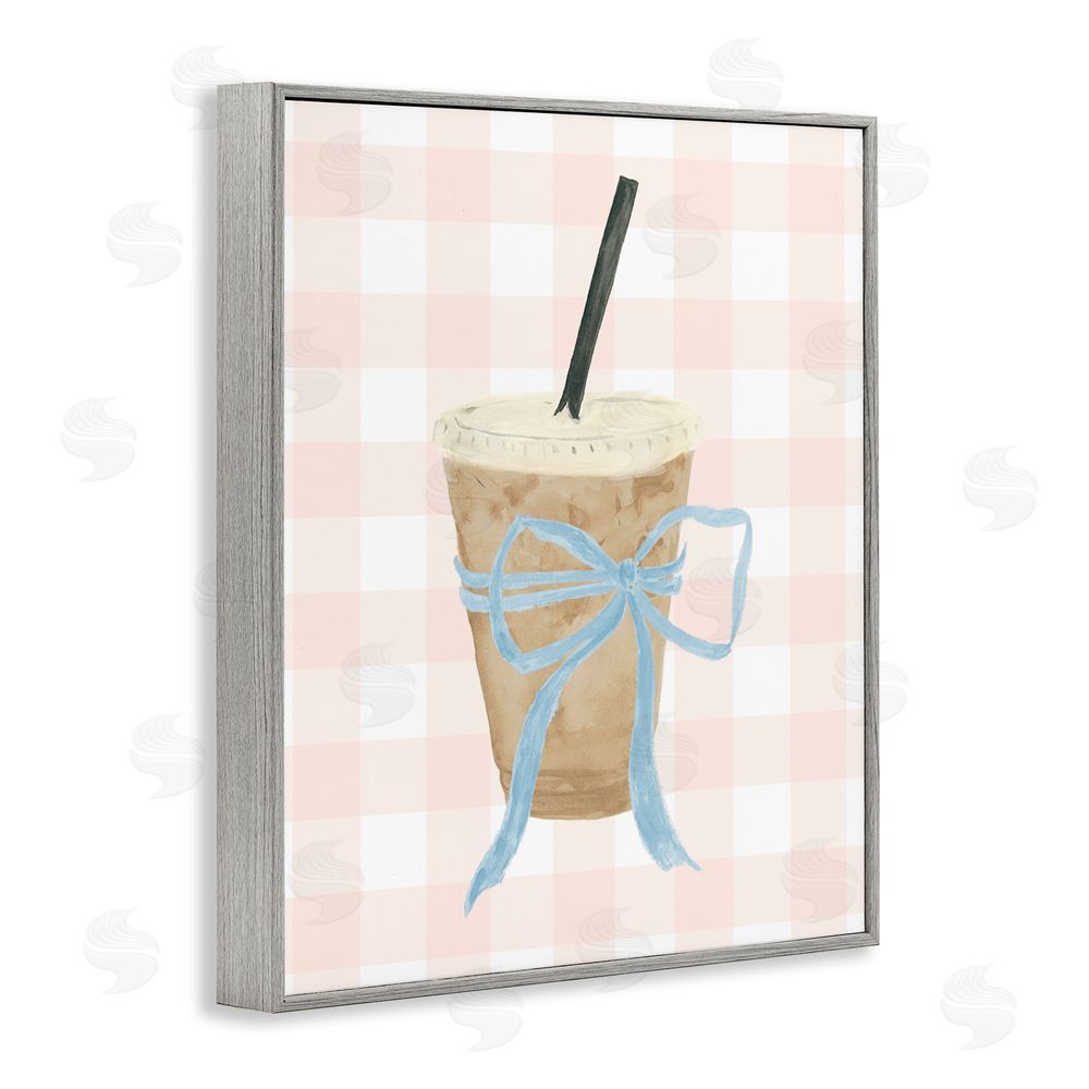 Sundance Graphics Iced Coffee on Gingham Gray Framed Giclee Wall Art Print