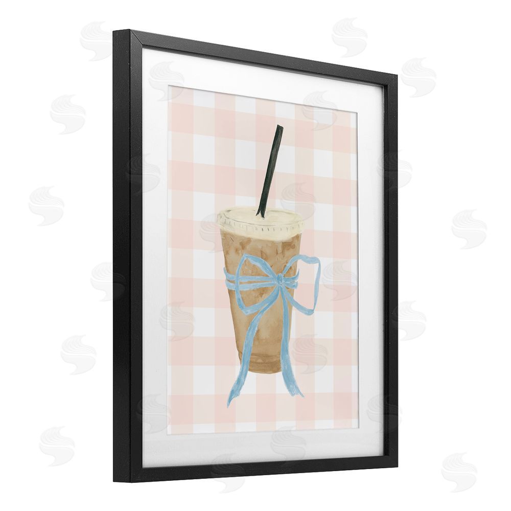 Sundance Graphics Iced Coffee on Gingham Black Framed Print Under Glass Wall Art
