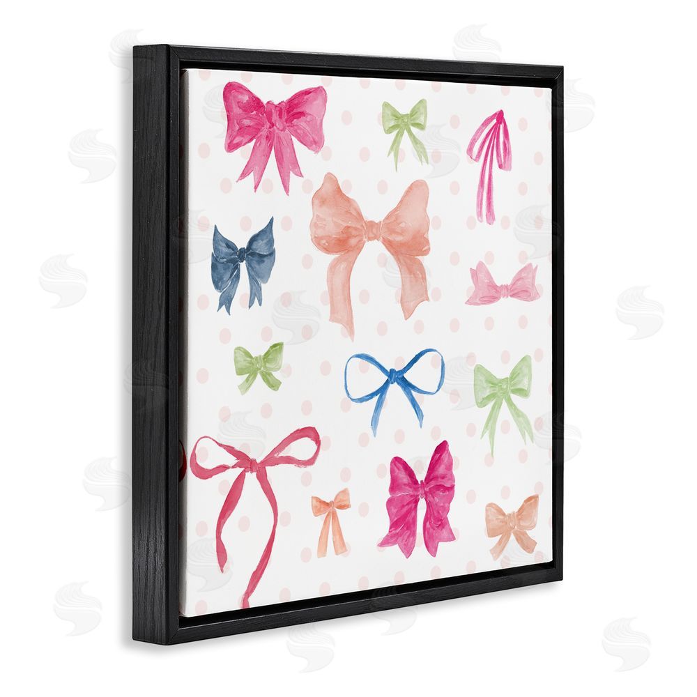 Sundance Graphics Colored Bows on Plaid Black Floating Frame Canvas Wall Art Print