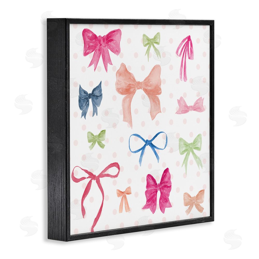 Sundance Graphics Colored Bows on Plaid Black Framed Giclee Wall Art Print