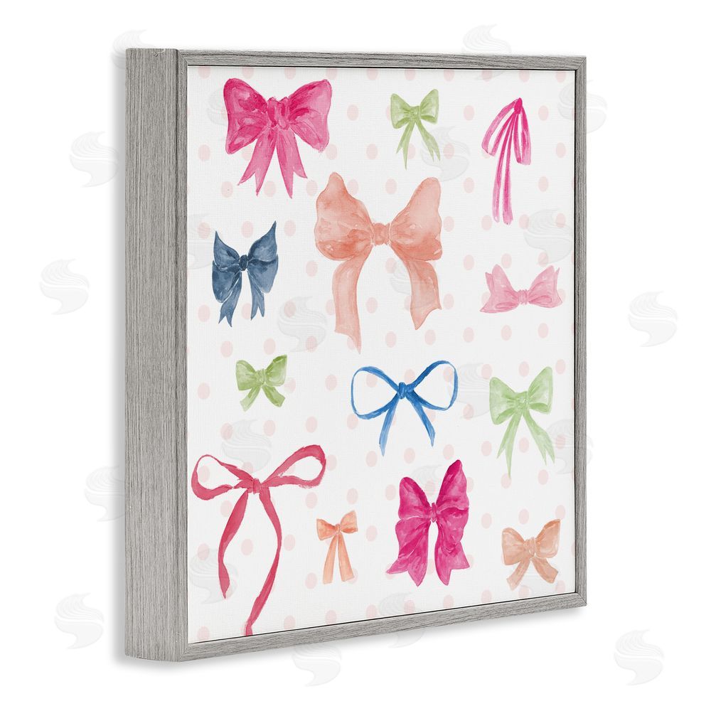 Sundance Graphics Colored Bows on Plaid Gray Framed Giclee Wall Art Print