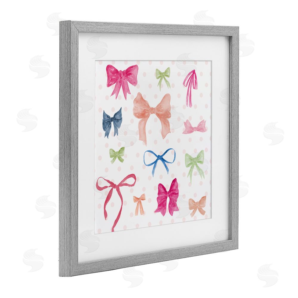 Sundance Graphics Colored Bows on Plaid Gray Framed Print Under Glass Wall Art