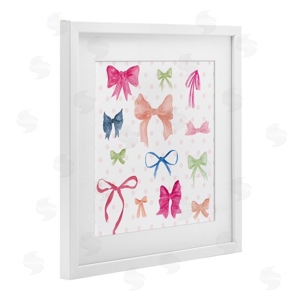 Sundance Graphics Colored Bows on Plaid White Framed Print Under Glass Wall Art