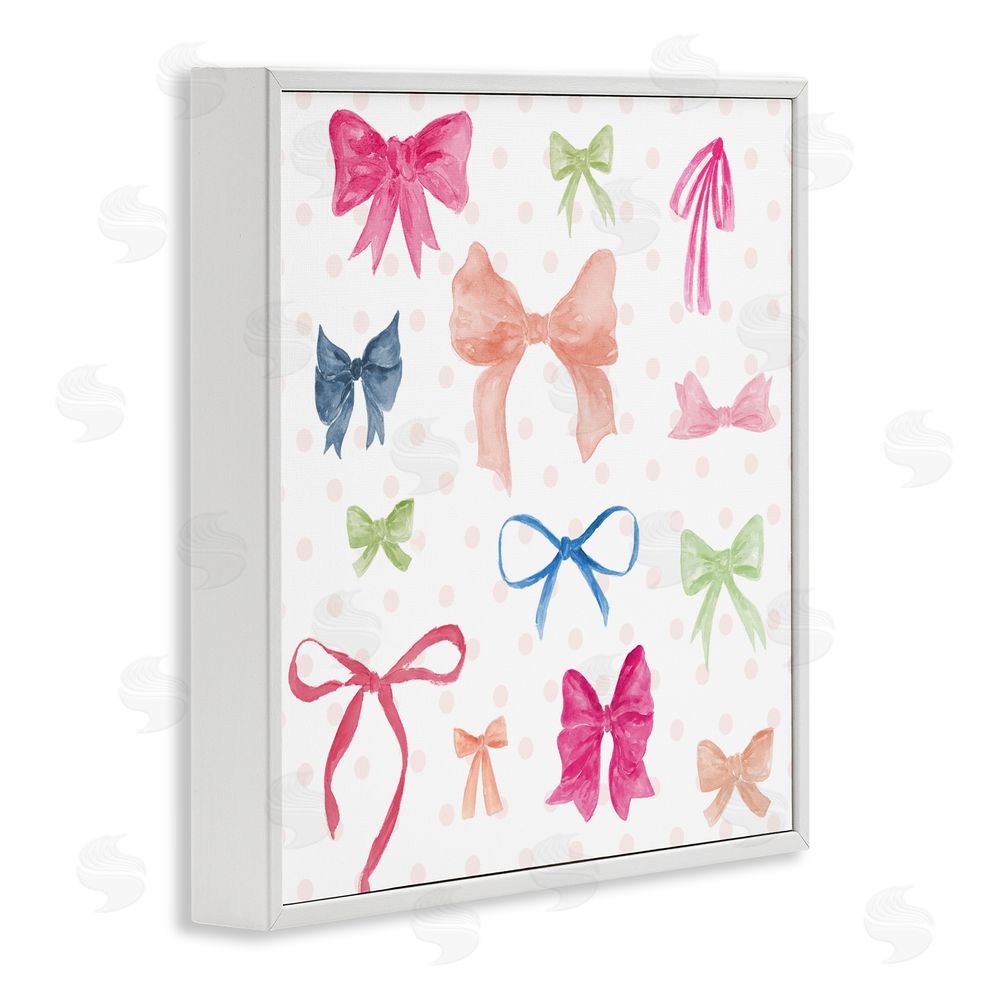 Sundance Graphics Colored Bows on Plaid White Framed Giclee Wall Art Print
