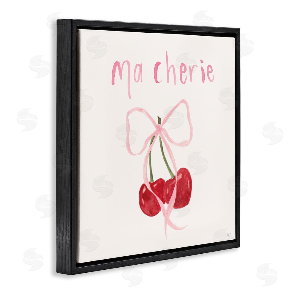 Sundance Graphics Ma Cherie Ribboned Cherries Black Floating Frame Canvas Wall Art Print