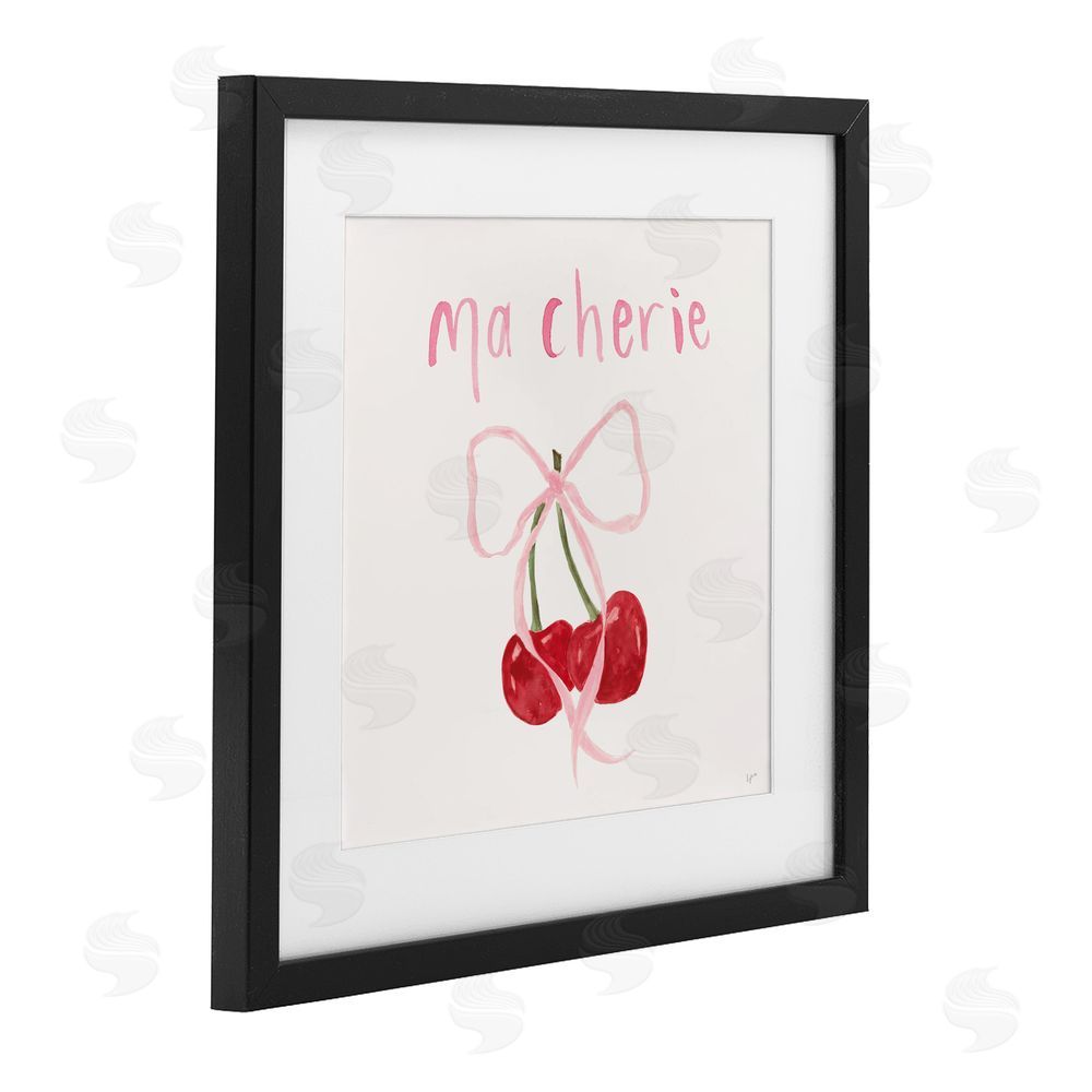 Sundance Graphics Ma Cherie Ribboned Cherries Black Framed Print Under Glass Wall Art