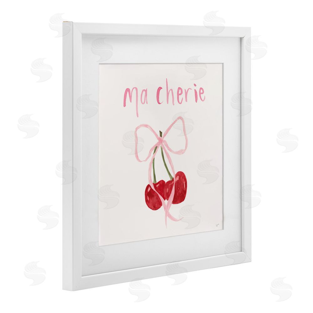 Sundance Graphics Ma Cherie Ribboned Cherries White Framed Print Under Glass Wall Art
