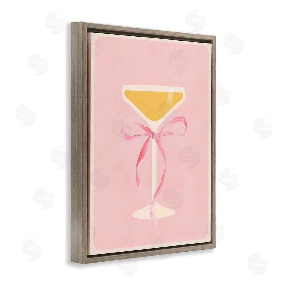 Sundance Graphics Champagne Party Glass Brown Floating Frame Canvas Wall Art Print
