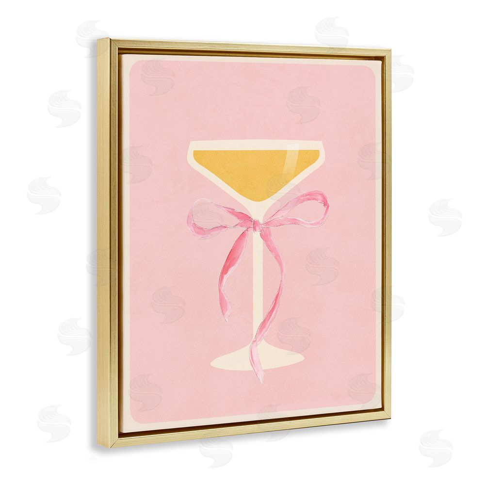 Sundance Graphics Champagne Party Glass Gold Floating Frame Canvas Wall Art Print