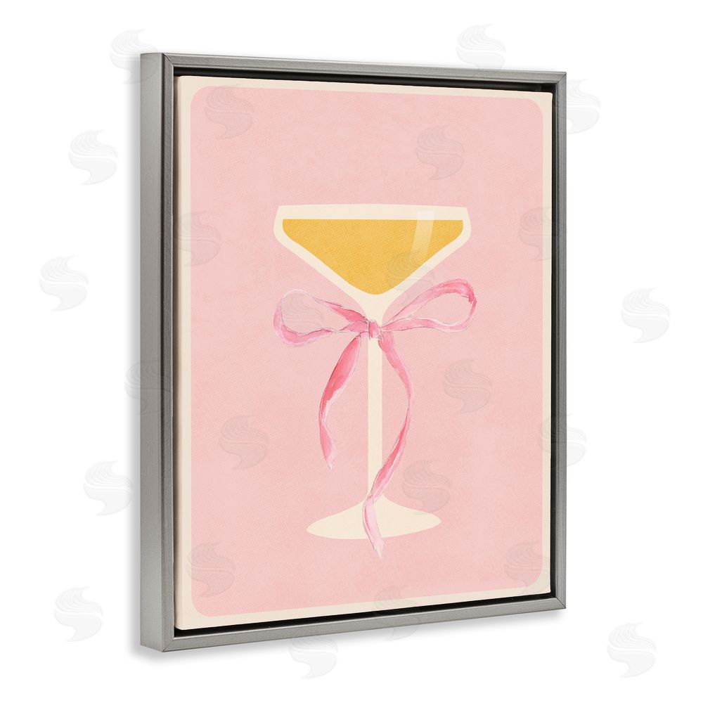 Sundance Graphics Champagne Party Glass Gray Floating Frame Canvas Wall Art Print