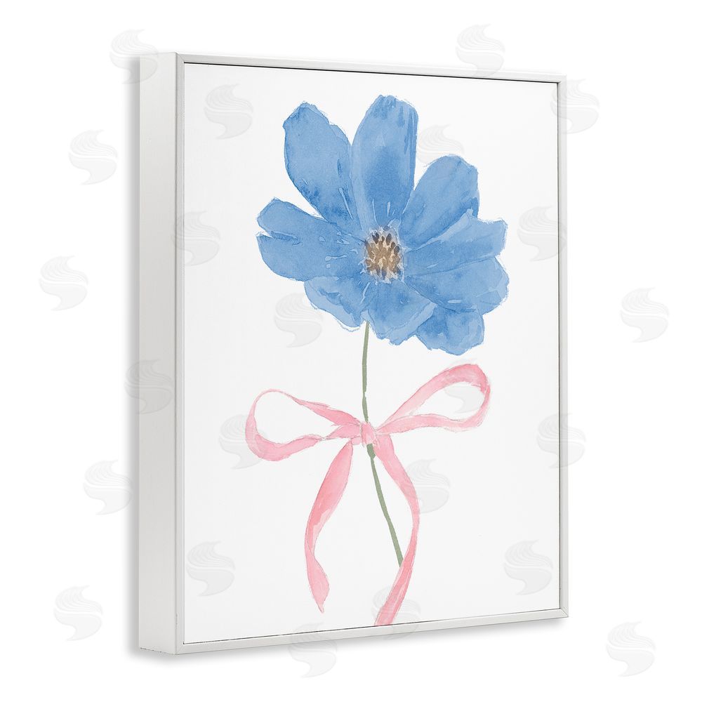Sundance Graphics Blue Bow Bloom White Framed Giclee Wall Art Print