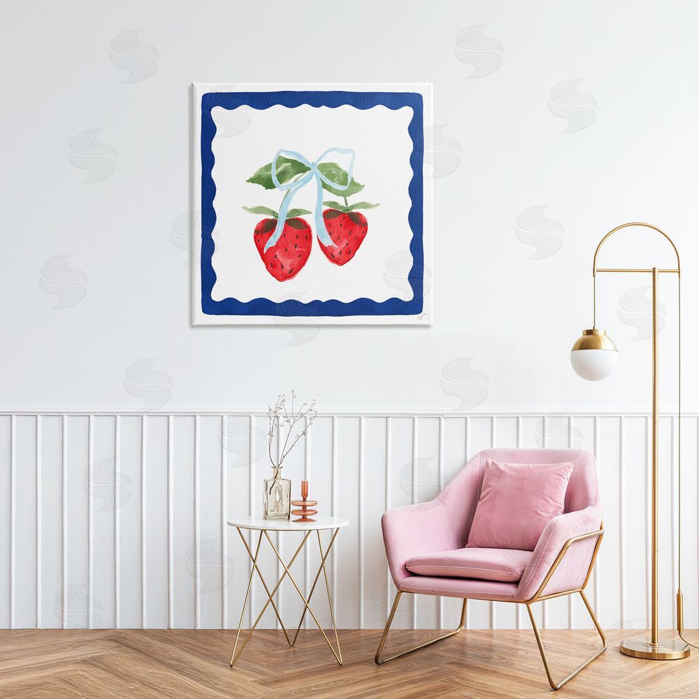 Lucille Price Summer Bordered Strawberries Stretched Canvas Wall Art in Room