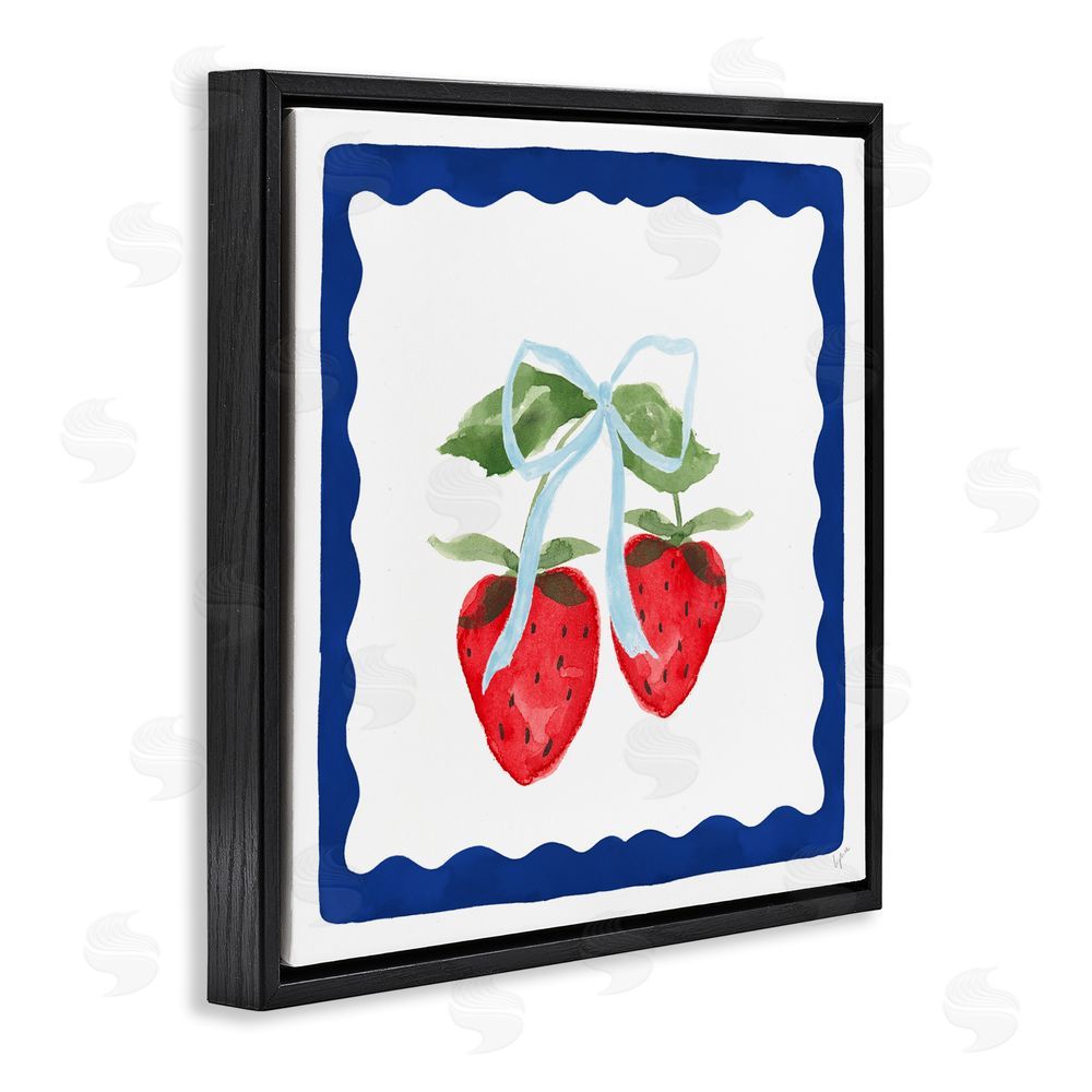 Lucille Price Summer Bordered Strawberries Black Floating Frame Canvas Wall Art Print
