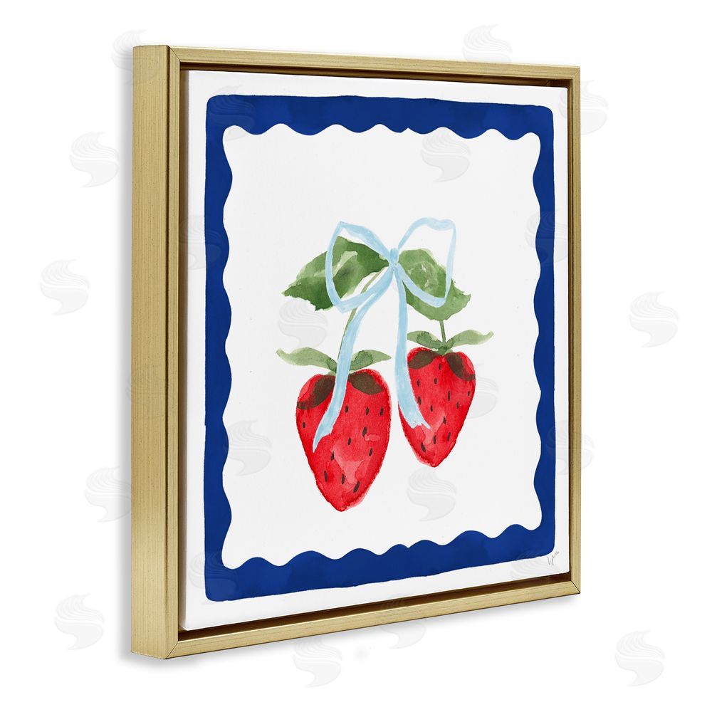 Lucille Price Summer Bordered Strawberries Gold Floating Frame Canvas Wall Art Print