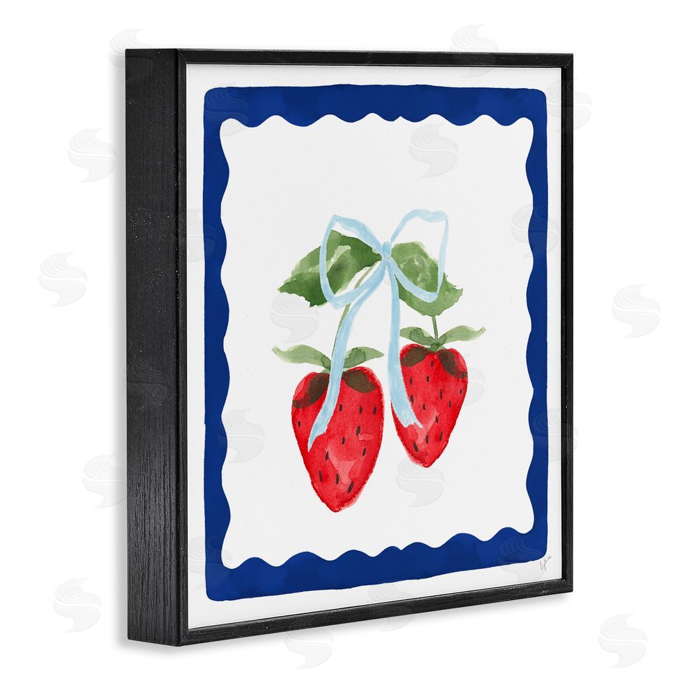 Lucille Price Summer Bordered Strawberries Black Framed Giclee Wall Art Print