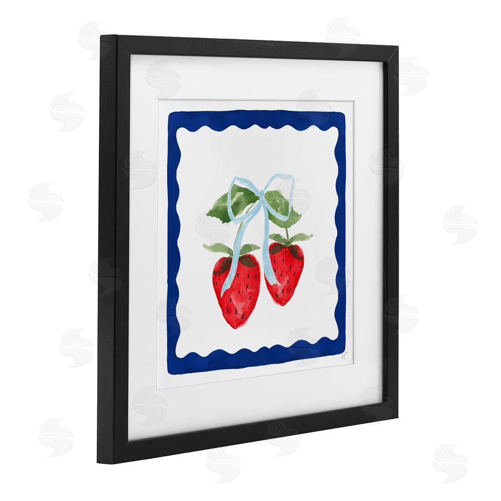 Lucille Price Summer Bordered Strawberries Black Framed Print Under Glass Wall Art