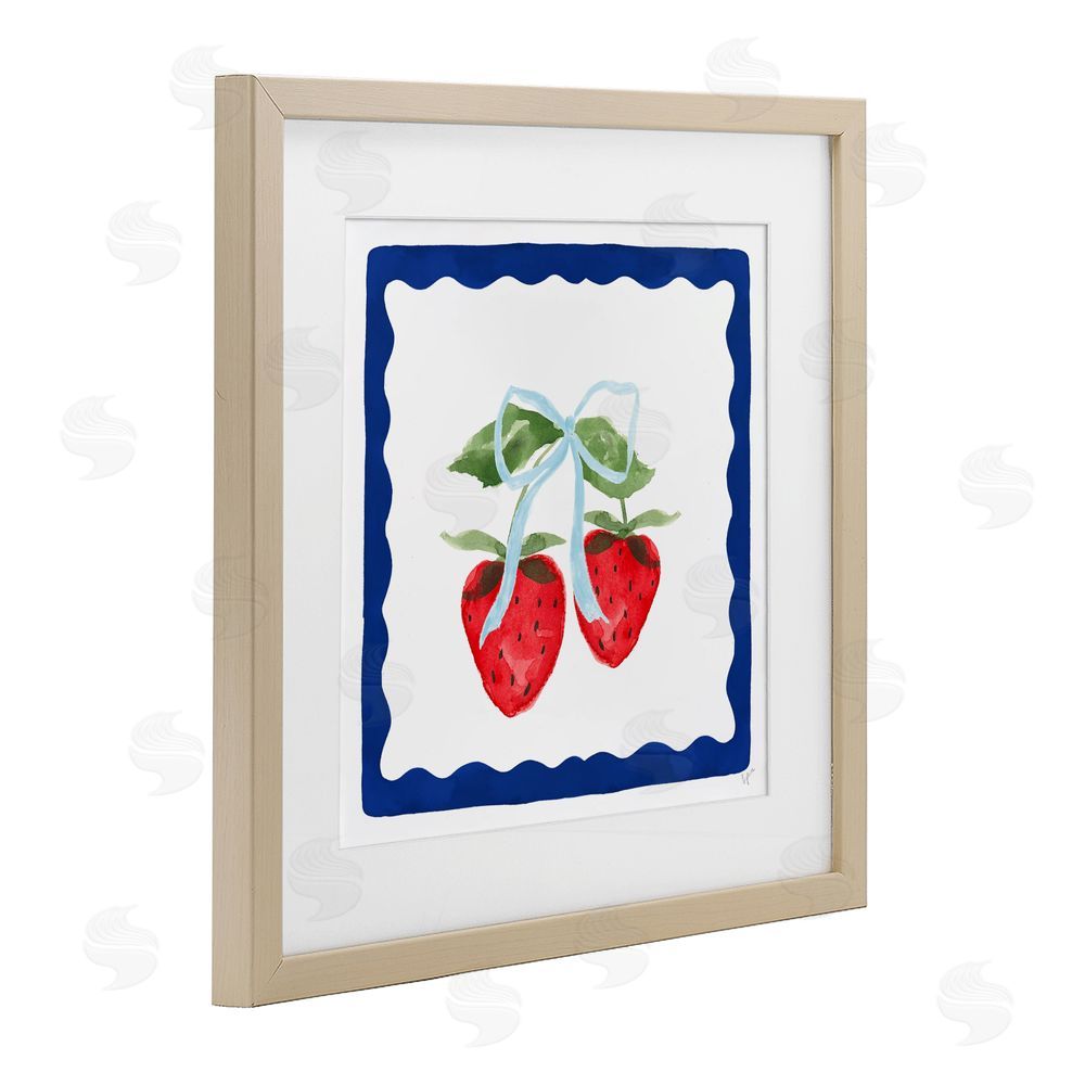 Lucille Price Summer Bordered Strawberries Birch Framed Print Under Glass Wall Art