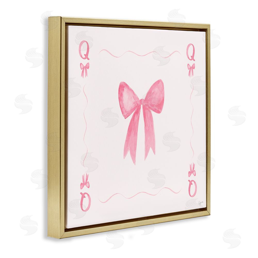 Lucille Price Queen of Ribbons Card Gold Floating Frame Canvas Wall Art Print
