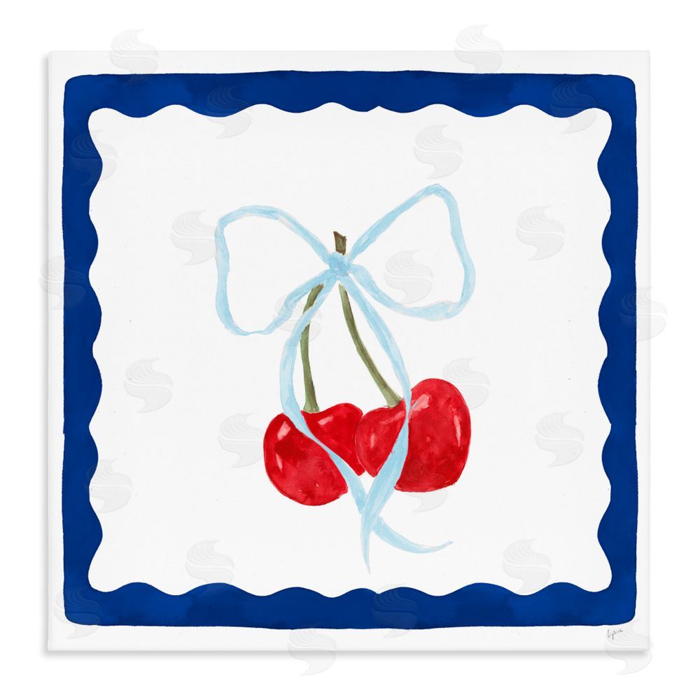 Lucille Price Summer Bordered Cherries Stretched Canvas Wall Art Print
