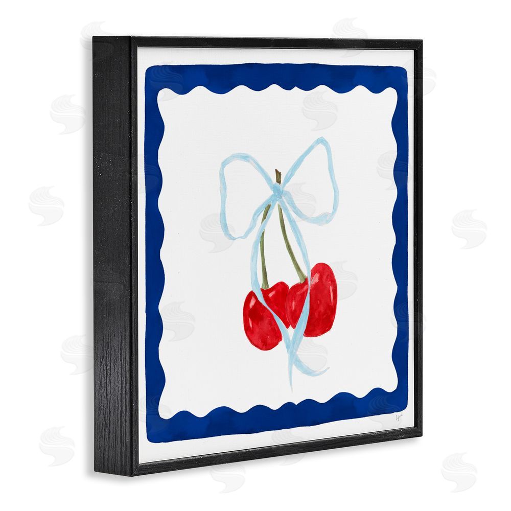 Lucille Price Summer Bordered Cherries Black Framed Giclee Wall Art Print
