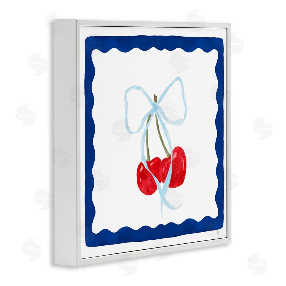 Lucille Price Summer Bordered Cherries White Framed Giclee Wall Art Print