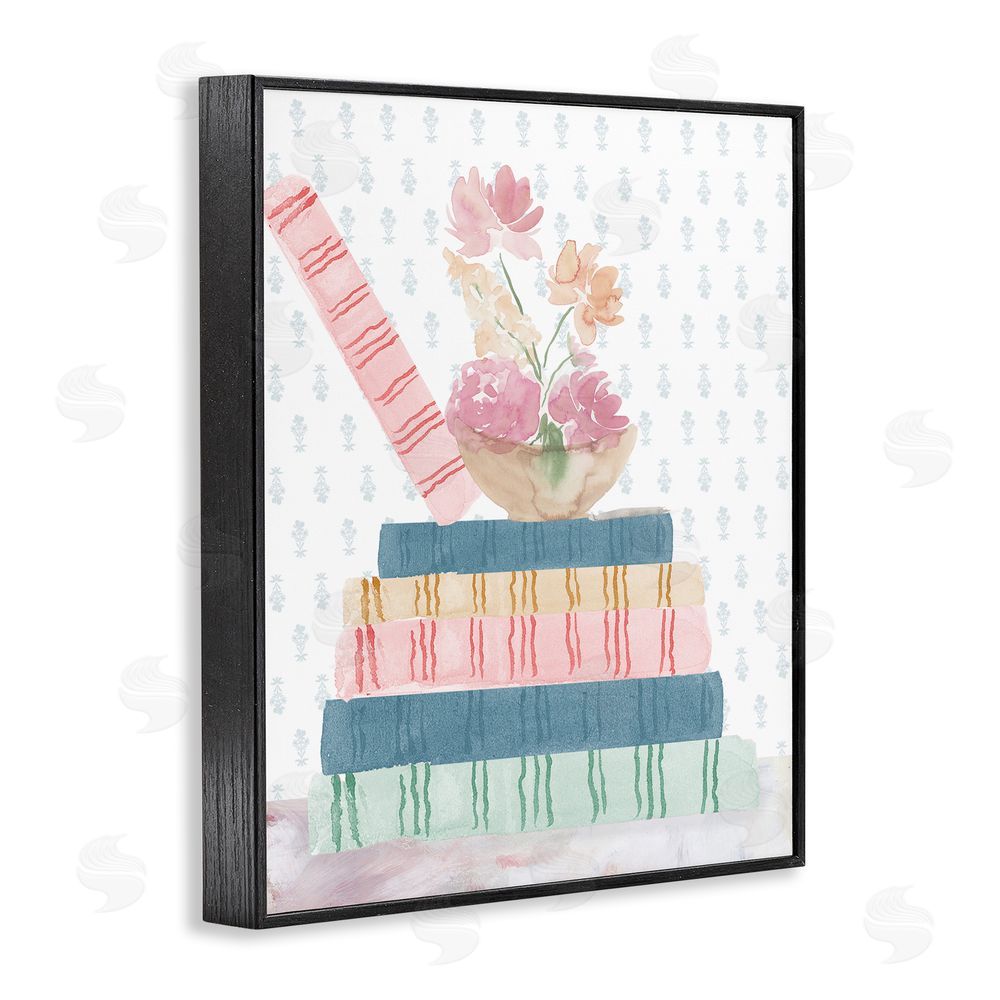 Lucille Price Pastel Flowers And Books Black Framed Giclee Wall Art Print