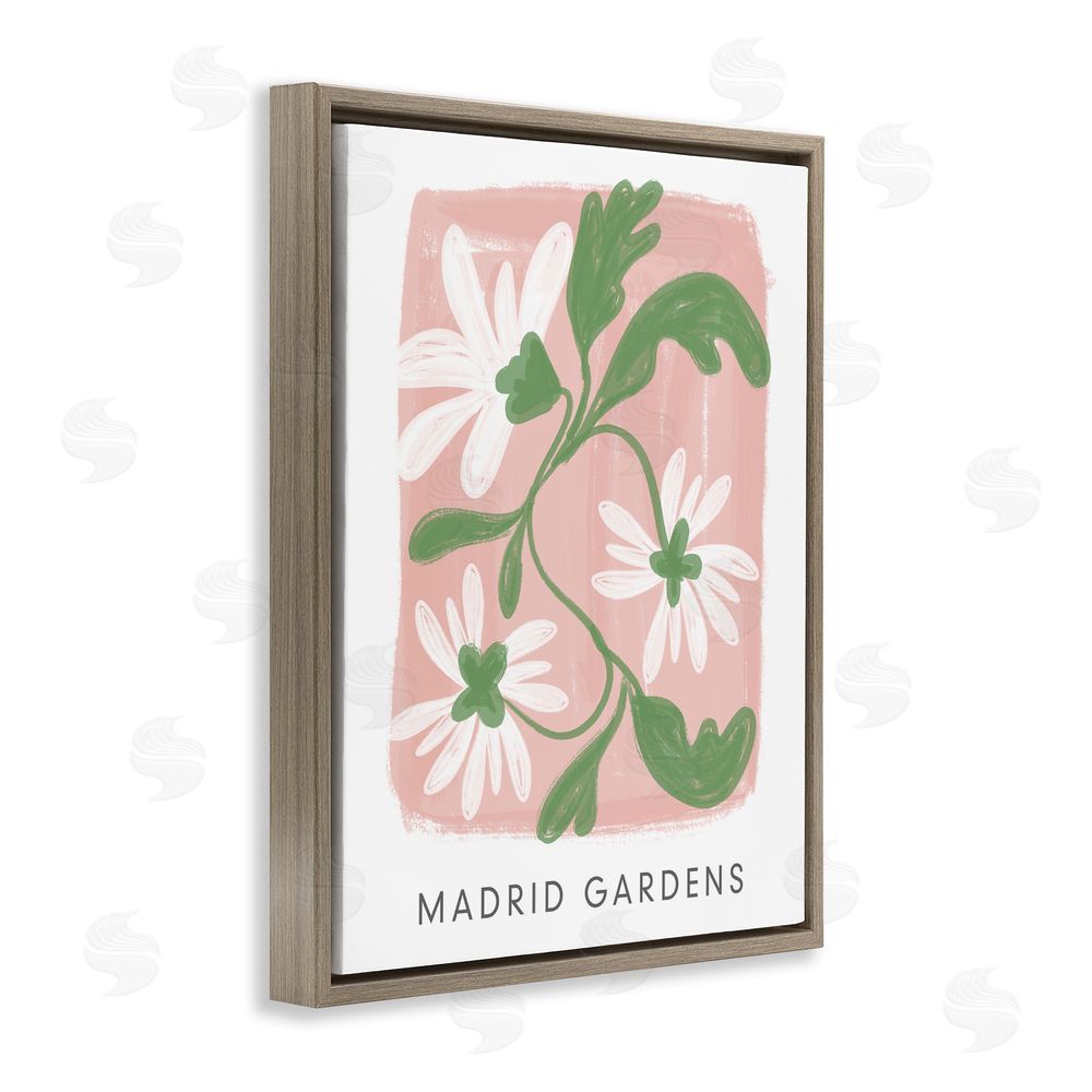 Sundance Graphics Madrid Gardens Pastel Blooms Brown Floating Frame Canvas Wall Art Print