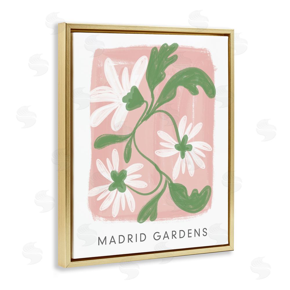 Sundance Graphics Madrid Gardens Pastel Blooms Gold Floating Frame Canvas Wall Art Print