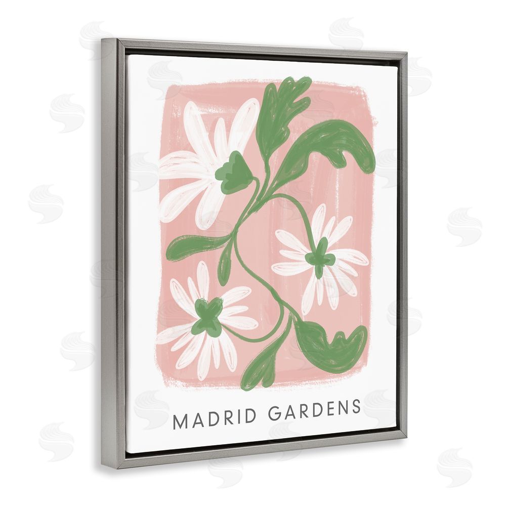 Sundance Graphics Madrid Gardens Pastel Blooms Gray Floating Frame Canvas Wall Art Print