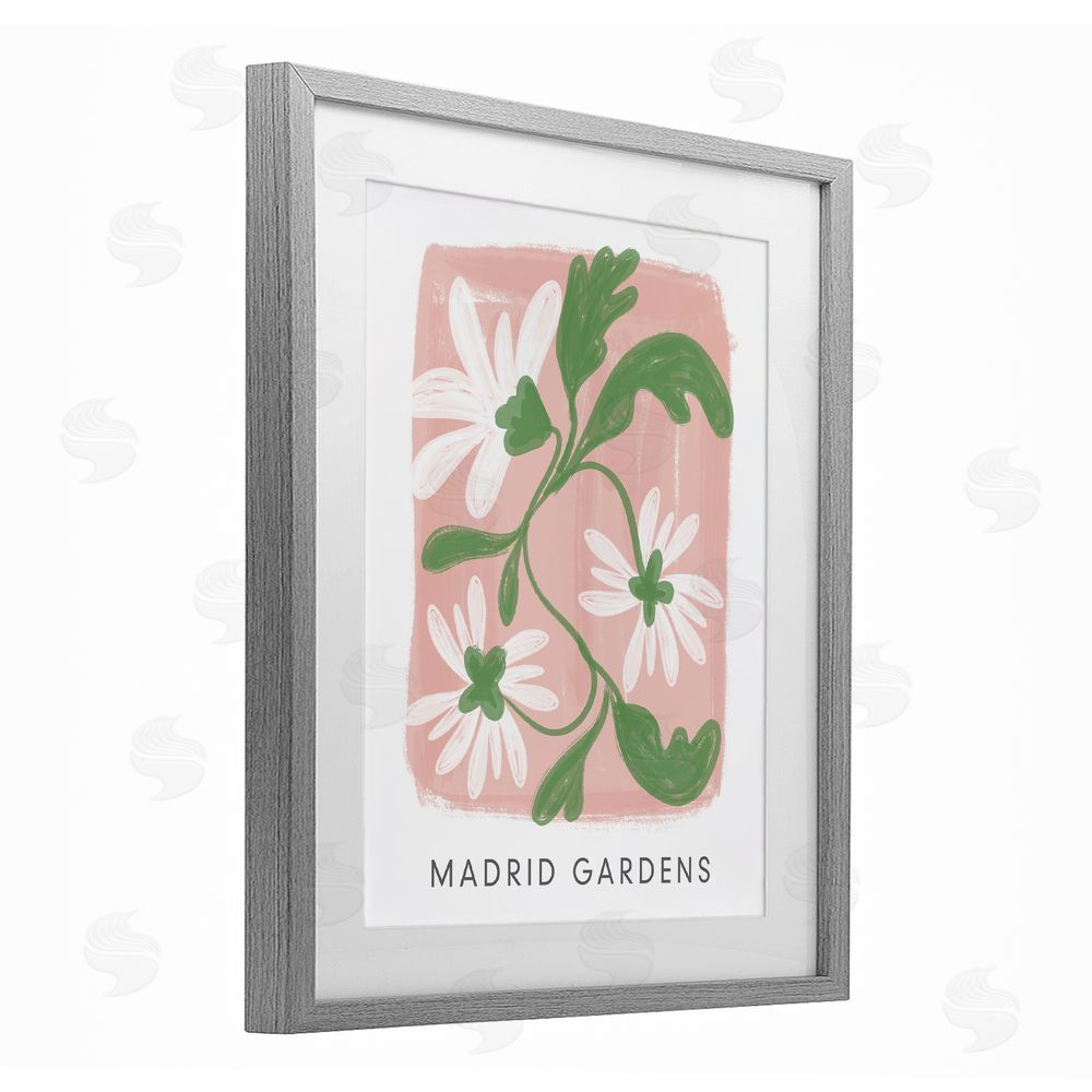 Sundance Graphics Madrid Gardens Pastel Blooms Gray Framed Print Under Glass Wall Art