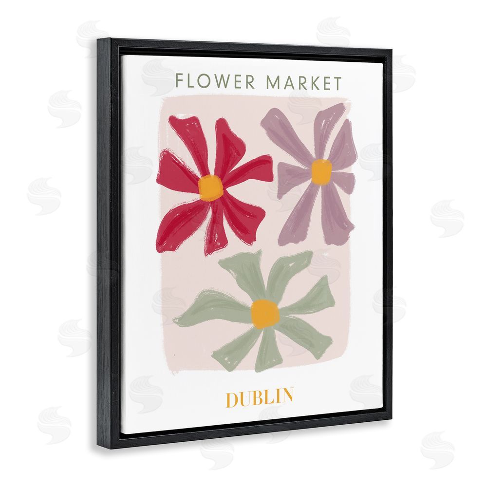 Sundance Graphics Muted Dublin Flower Market Black Floating Frame Canvas Wall Art Print