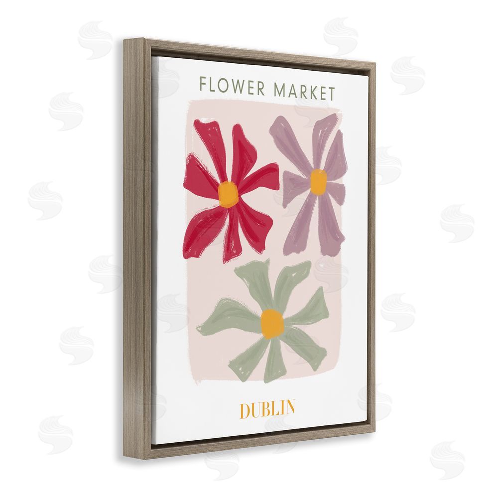 Sundance Graphics Muted Dublin Flower Market Brown Floating Frame Canvas Wall Art Print
