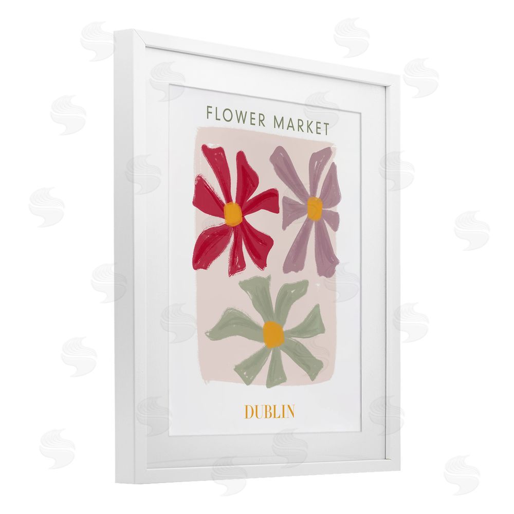 Sundance Graphics Muted Dublin Flower Market White Framed Print Under Glass Wall Art