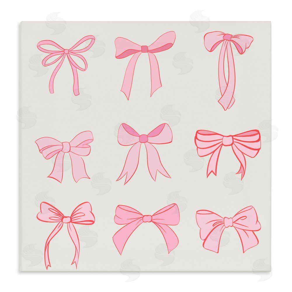 Emily Navas Pink Coquette Ribbons Stretched Canvas Wall Art Print