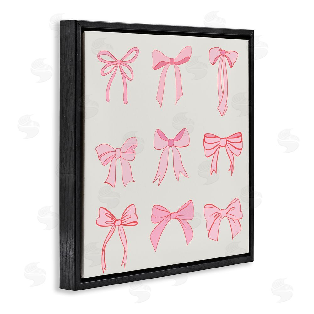 Emily Navas Pink Coquette Ribbons Black Floating Frame Canvas Wall Art Print