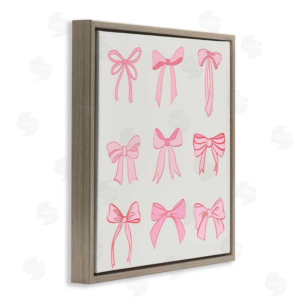 Emily Navas Pink Coquette Ribbons Brown Floating Frame Canvas Wall Art Print