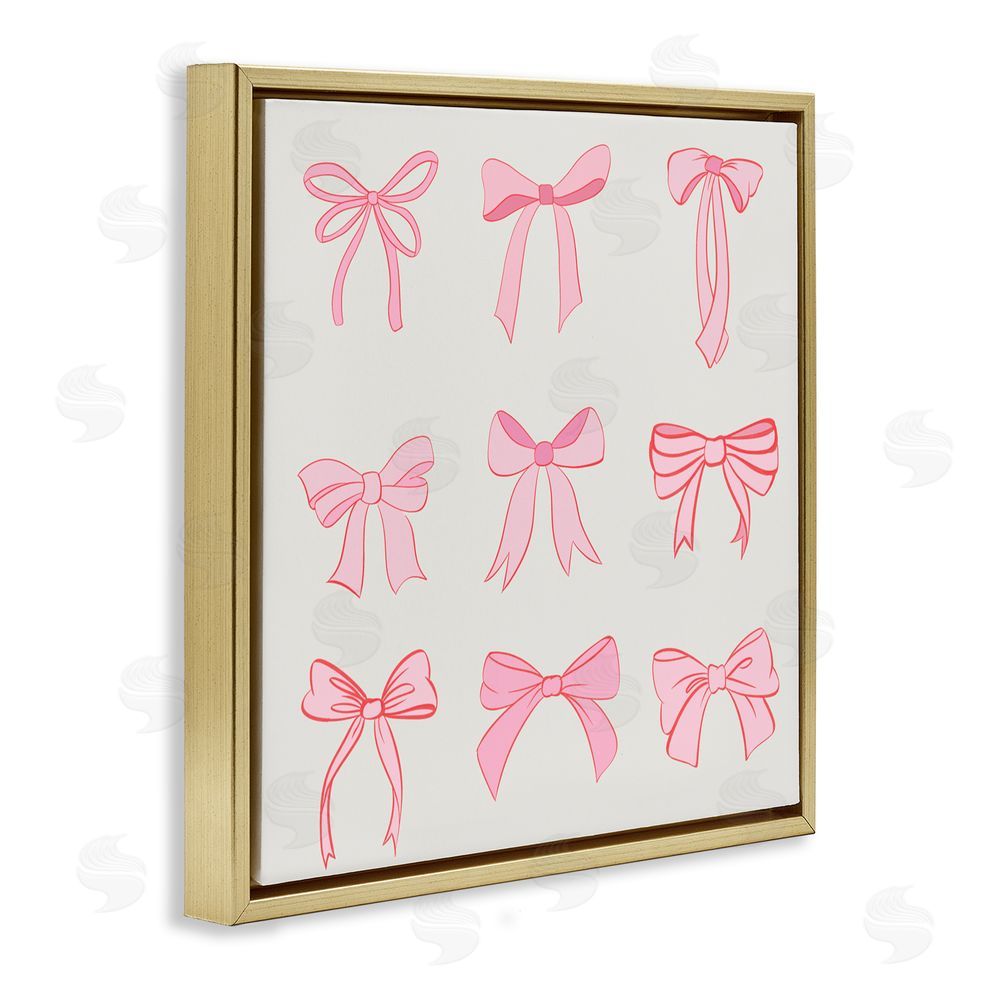Emily Navas Pink Coquette Ribbons Gold Floating Frame Canvas Wall Art Print