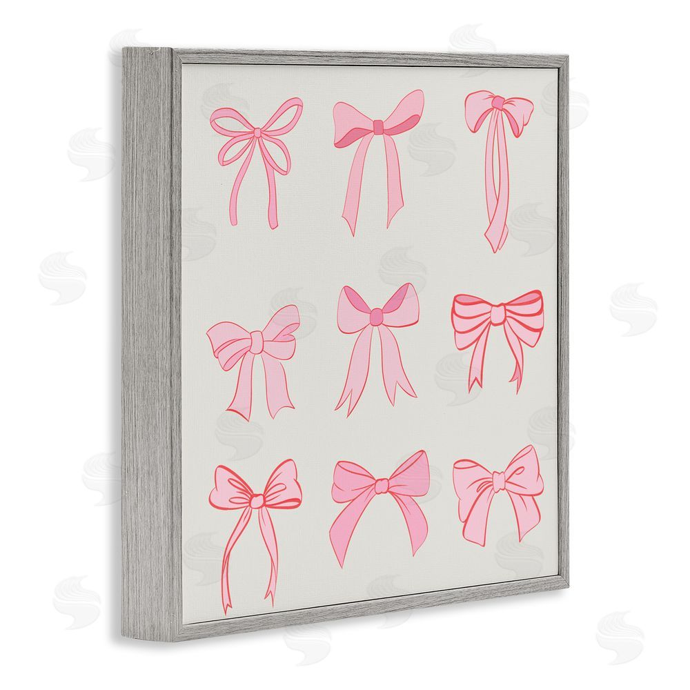 Emily Navas Pink Coquette Ribbons Gray Framed Giclee Wall Art Print