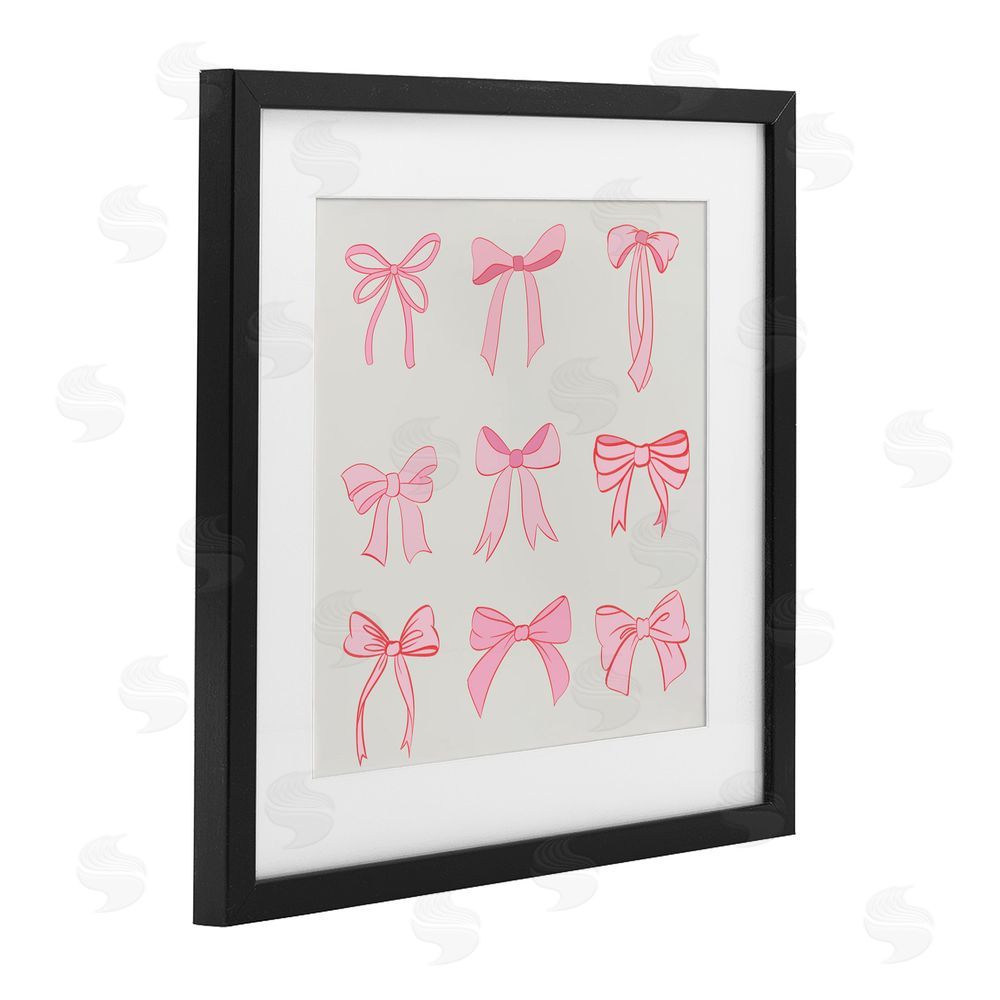 Emily Navas Pink Coquette Ribbons Black Framed Print Under Glass Wall Art
