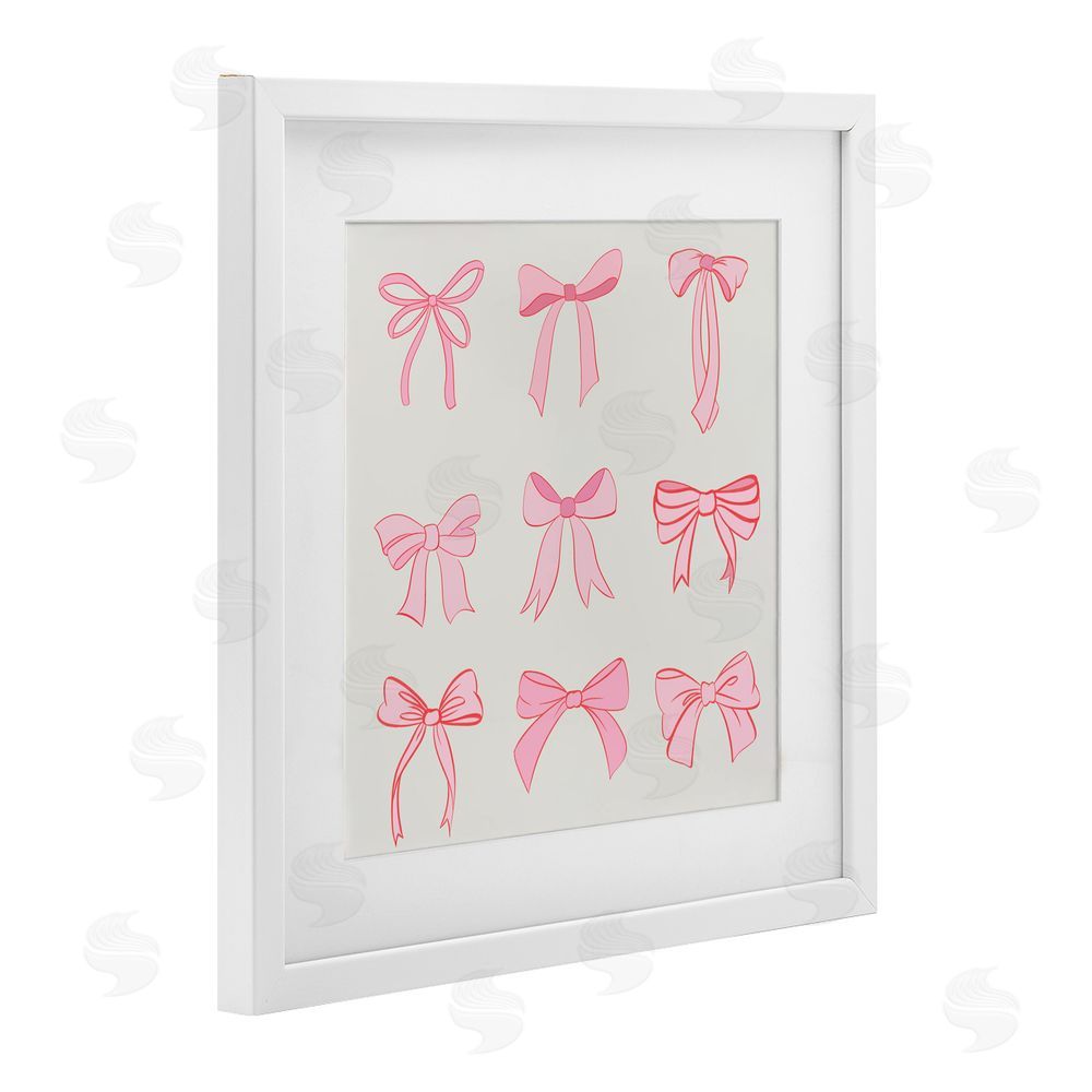 Emily Navas Pink Coquette Ribbons White Framed Print Under Glass Wall Art
