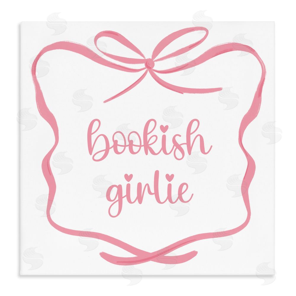 Lucille Price Bookish Girlie with Bow Stretched Canvas Wall Art Print