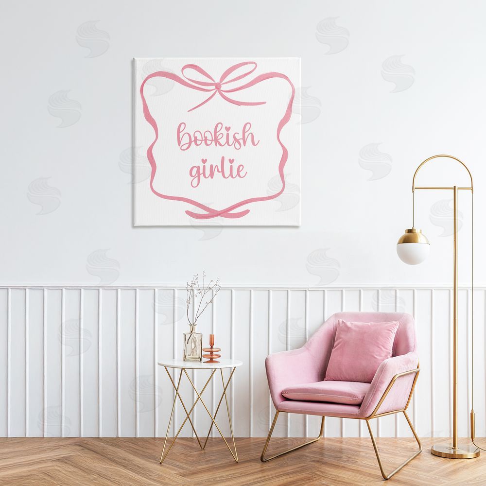 Lucille Price Bookish Girlie with Bow Stretched Canvas Wall Art in Room