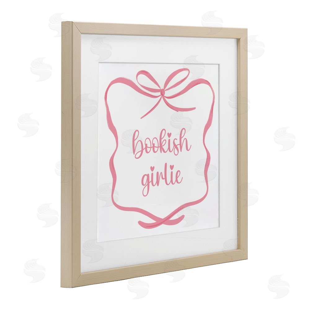 Lucille Price Bookish Girlie with Bow Birch Framed Print Under Glass Wall Art