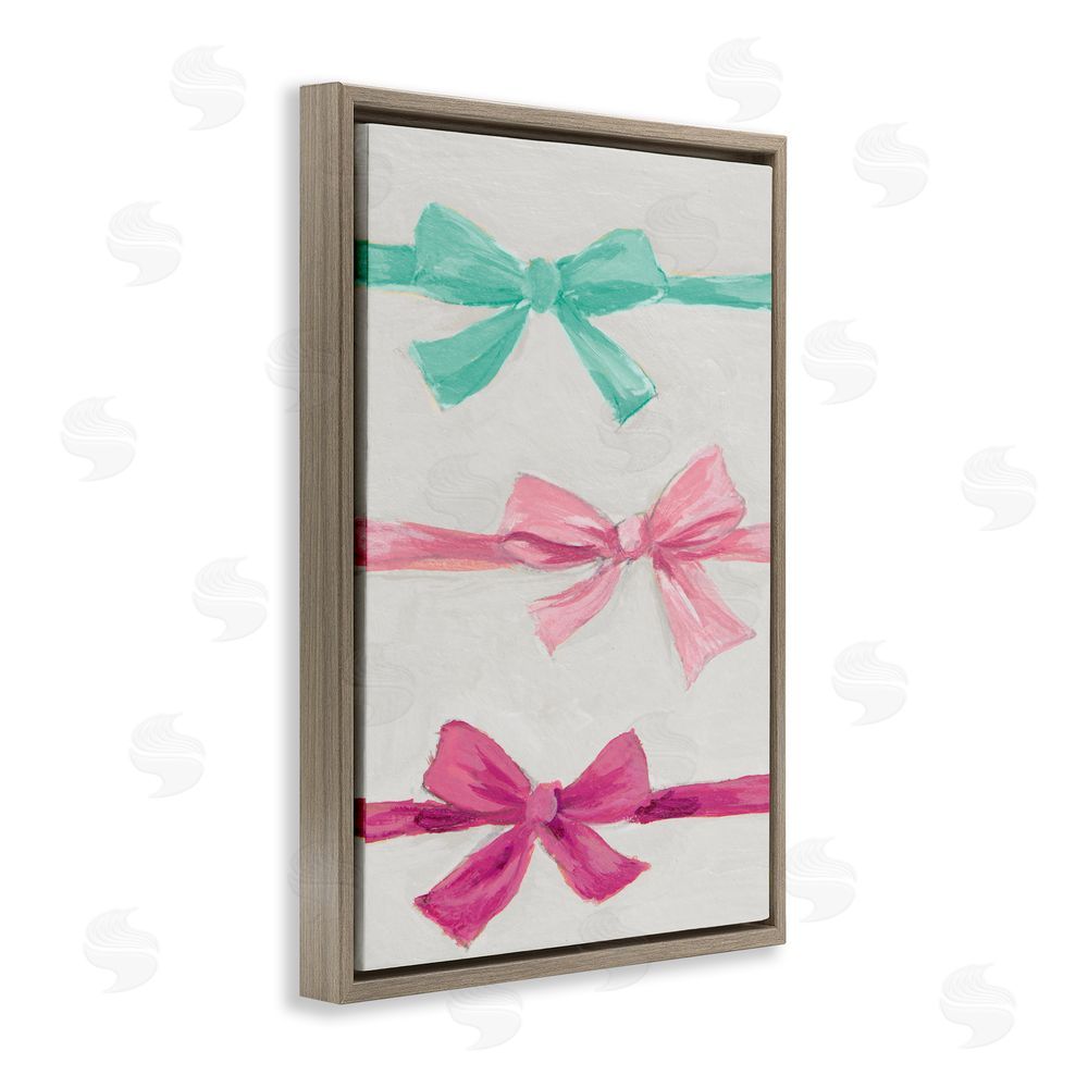 Lanie Loreth Ribbon Bows Trio Brown Floating Frame Canvas Wall Art Print