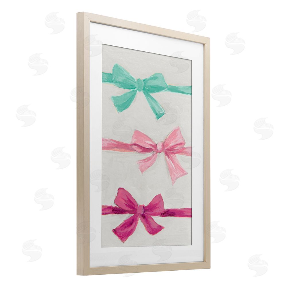 Lanie Loreth Ribbon Bows Trio Brown Framed Print Under Glass Wall Art