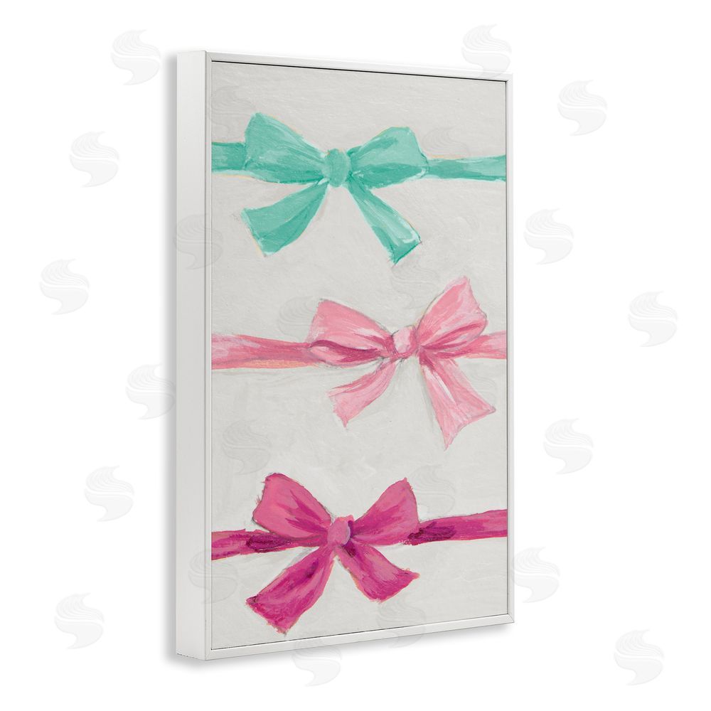 Lanie Loreth Ribbon Bows Trio White Framed Giclee Wall Art Print