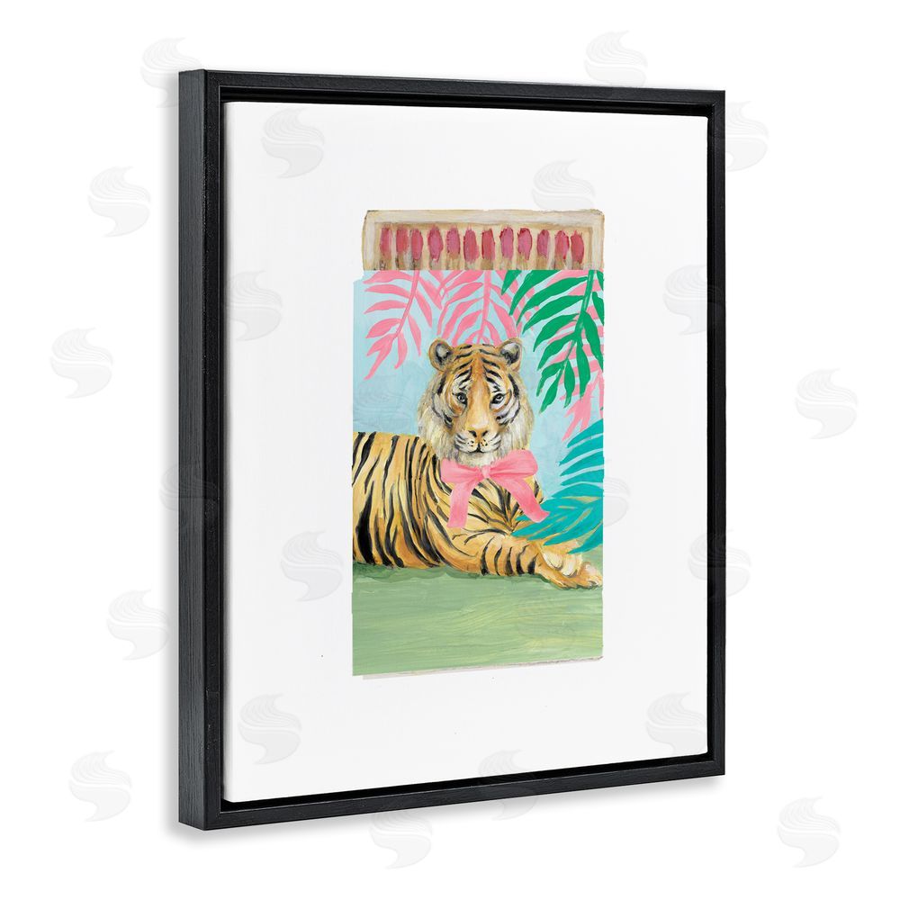 Lanie Loreth Tropical Tiger Matchbook Black Floating Frame Canvas Wall Art Print