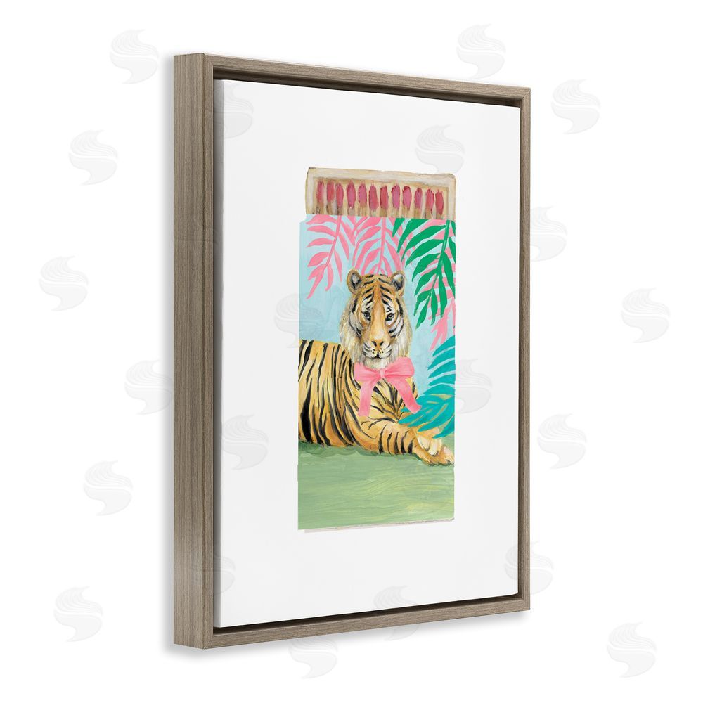 Lanie Loreth Tropical Tiger Matchbook Brown Floating Frame Canvas Wall Art Print