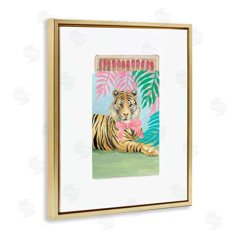 Lanie Loreth Tropical Tiger Matchbook Gold Floating Frame Canvas Wall Art Print